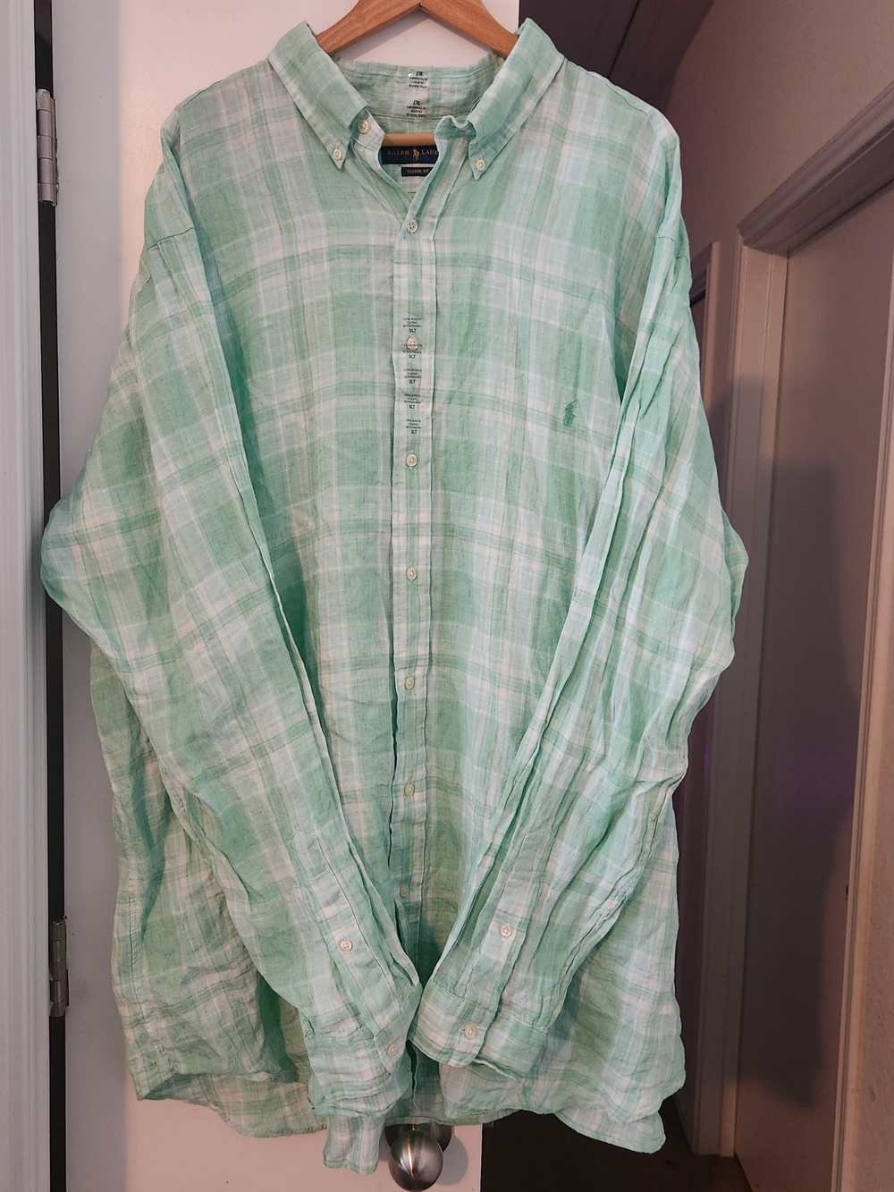 NEW Polo Ralph Lauren Mens Big & Tall 3XLT Linen Button Down Shirt Classic Green